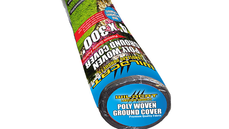 Packaged roll of Poly Woven Weed Barrier